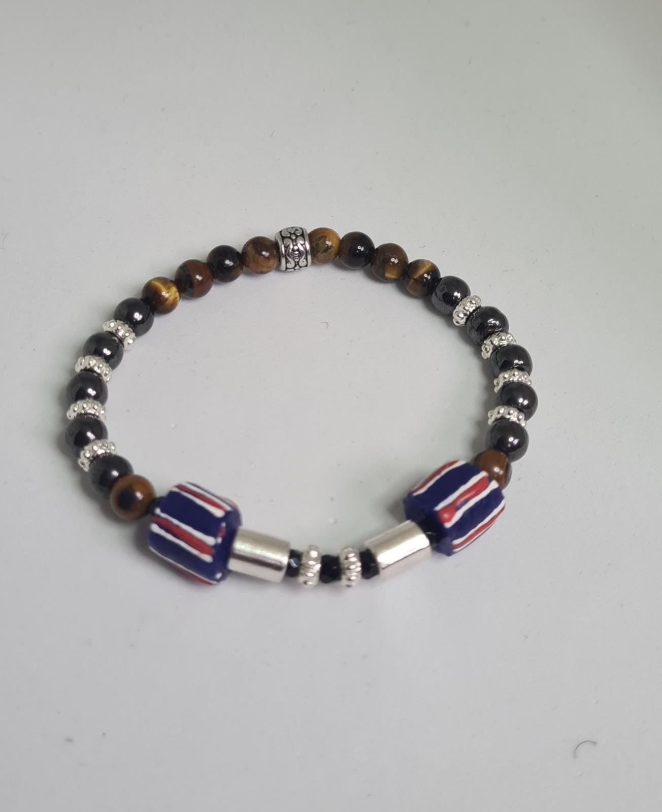 Mens Bracelet - Hemetite, Tiger Eye